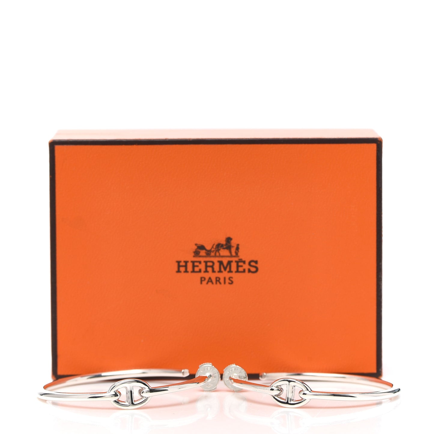 Sterling Silver GM Chain d'Ancre Enchainee Hoop Earrings