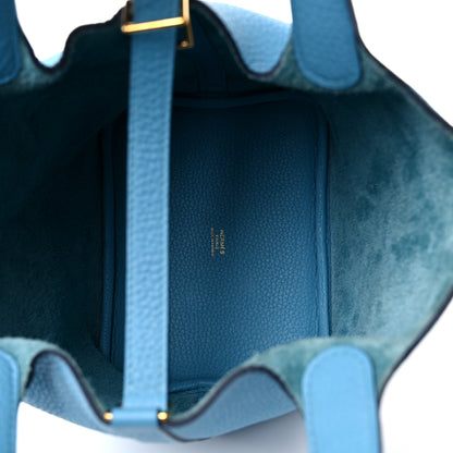 Hermes Taurillon Clemence Picotin Lock 18 PM Bleu Du Nord 5 of 10