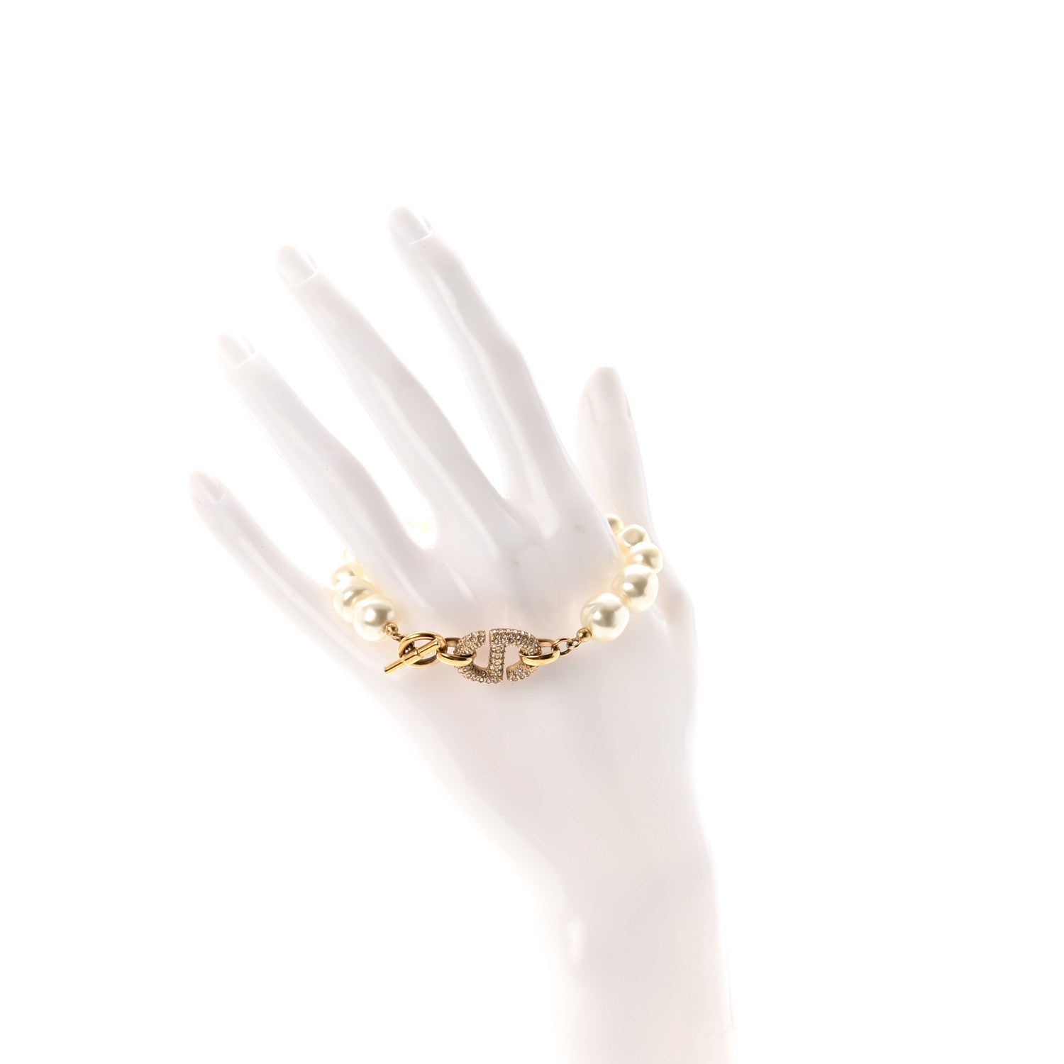 Christian Dior Pearl Crystal 30 Montaigne Bracelet Gold 2 of 5