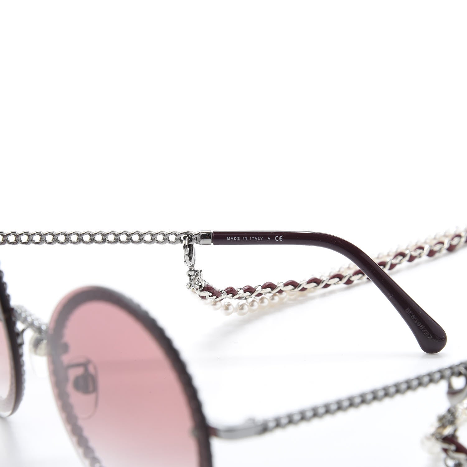 Chanel Round Removable Triple Hanging Chain Sunglasses 4245 Pink Silver 5 of 8