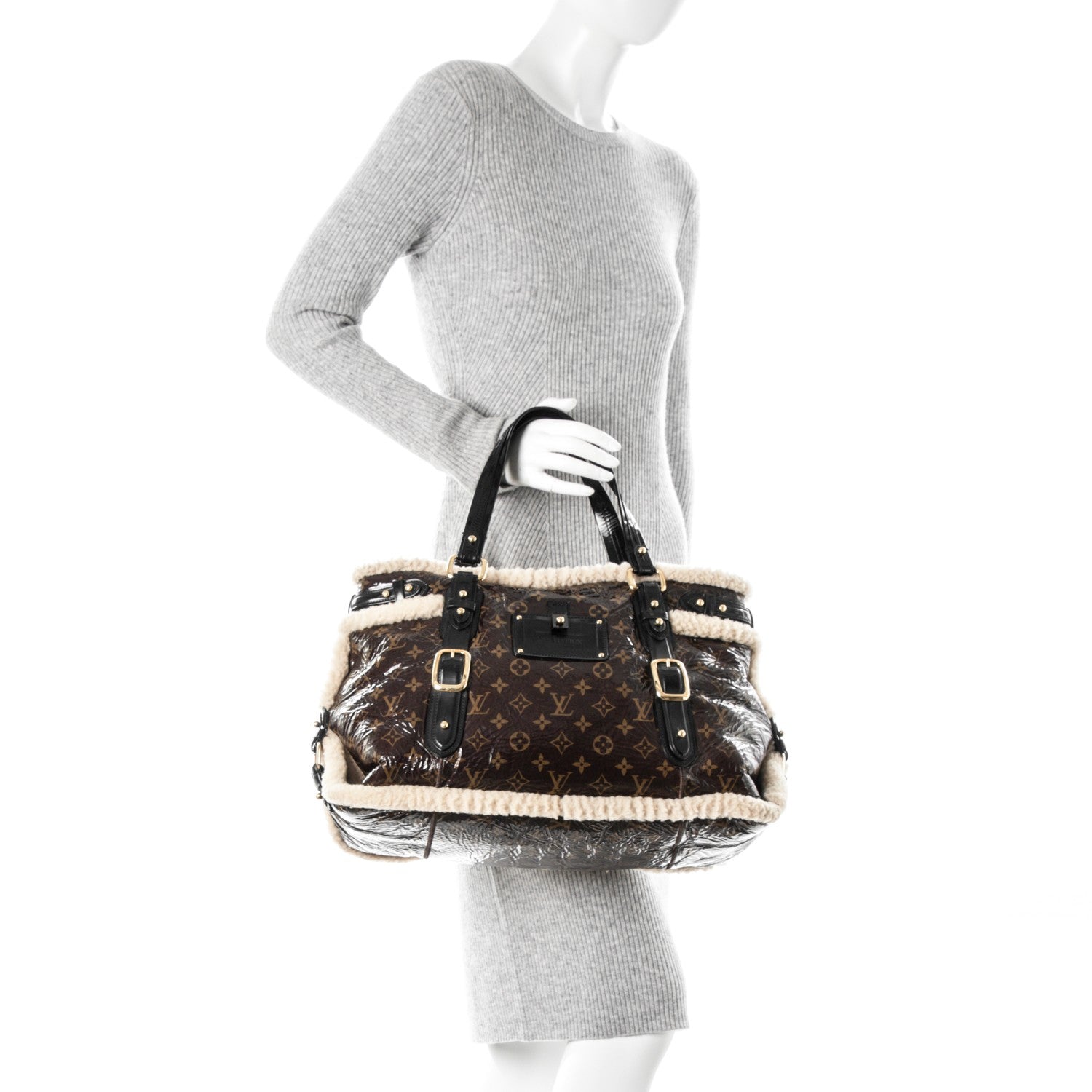 Louis Vuitton Patent Monogram Shearling Sac Thunder 2 of 7
