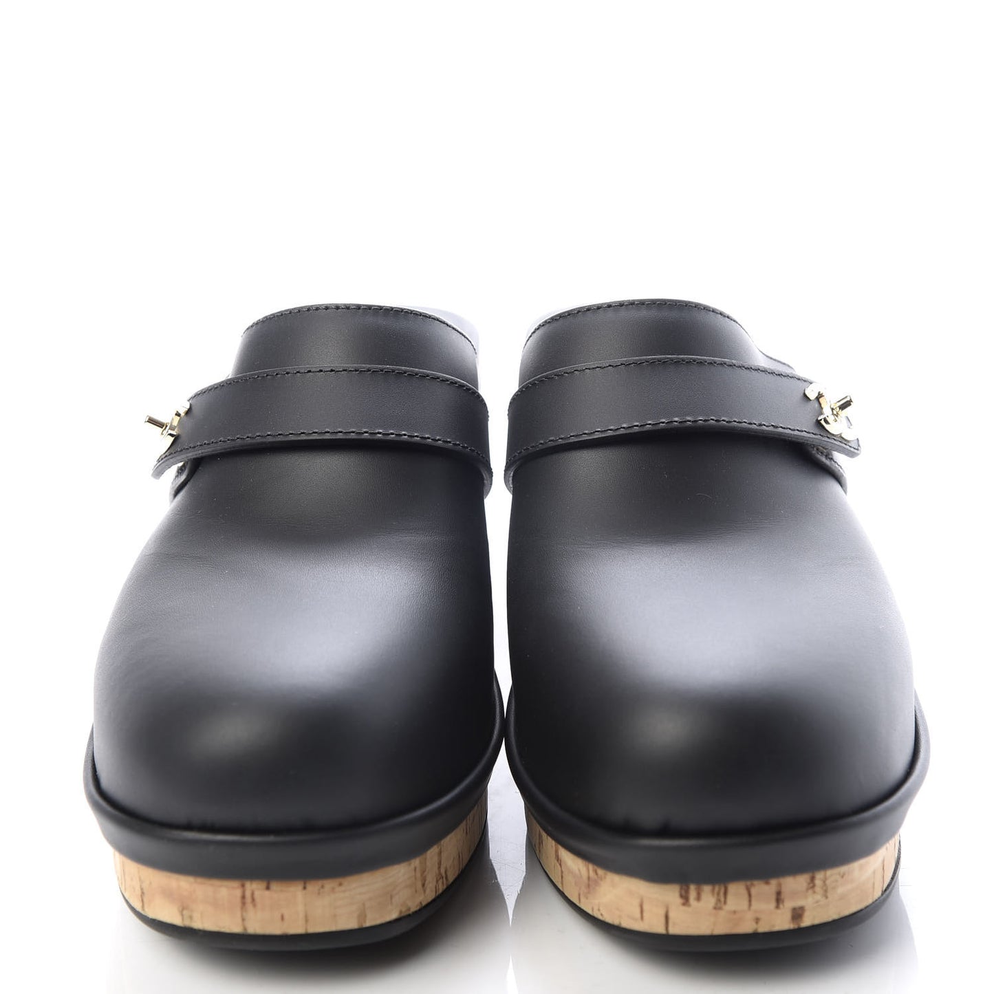 Calfskin CC Turn Lock Clogs 41 Black