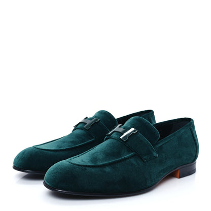 Hermes Velvet Mens Paris Loafers 41 Vert Fonce 3 of 10