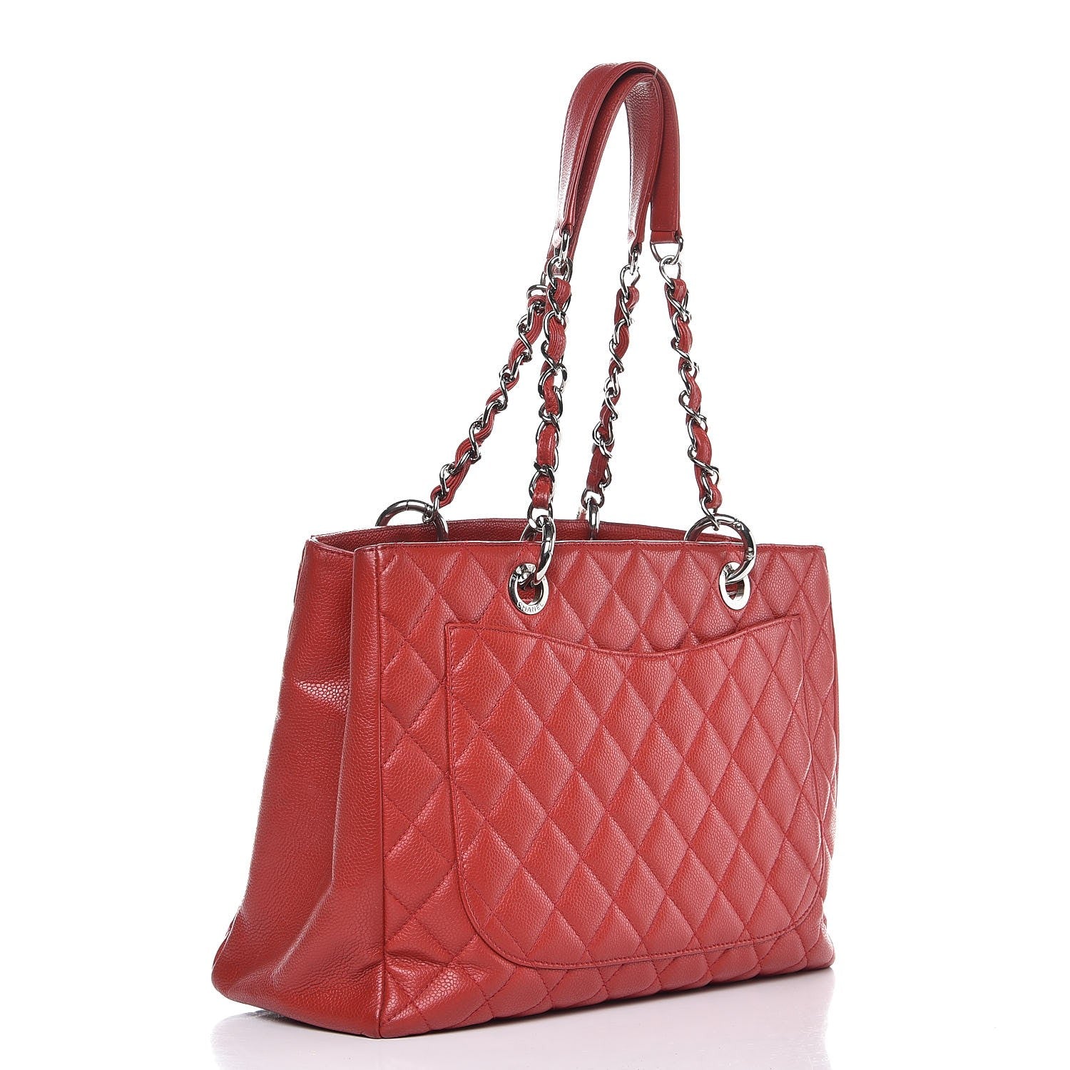 Chanel Caviar Quilted Grand Shopping Tote GST Red 3 of 12