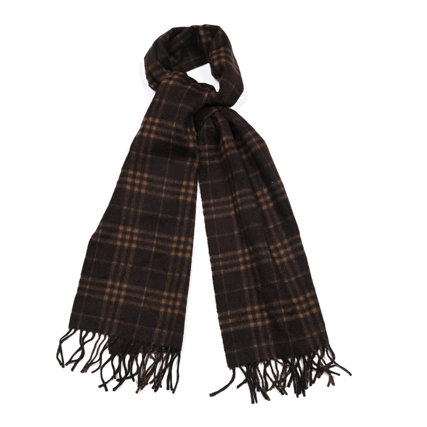 Cashmere Classic Check Fringe Scarf Caramel