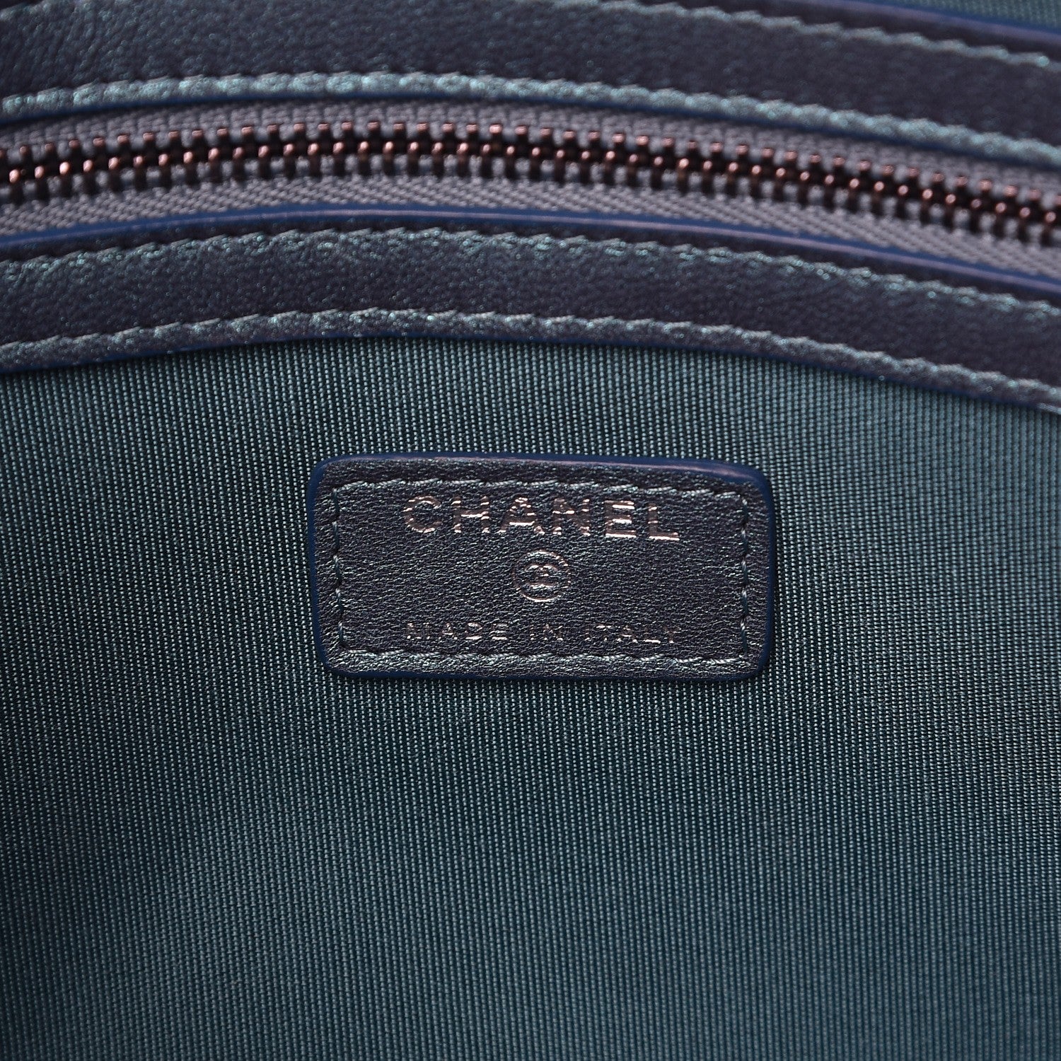 Chanel Iridescent Lambskin Quilted Medium Cosmetic Case Turquoise 6 of 7