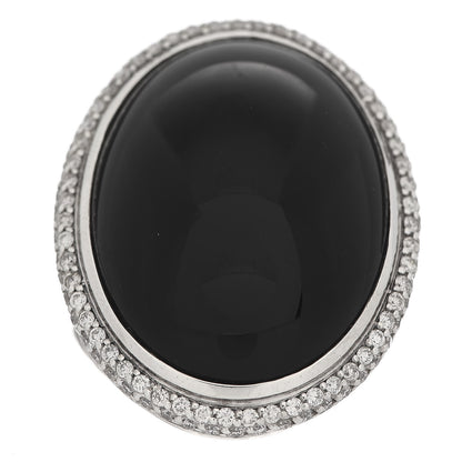 David Yurman Sterling Silver Diamond Black Onyx Signature Oval Ring 54 7 2 of 6