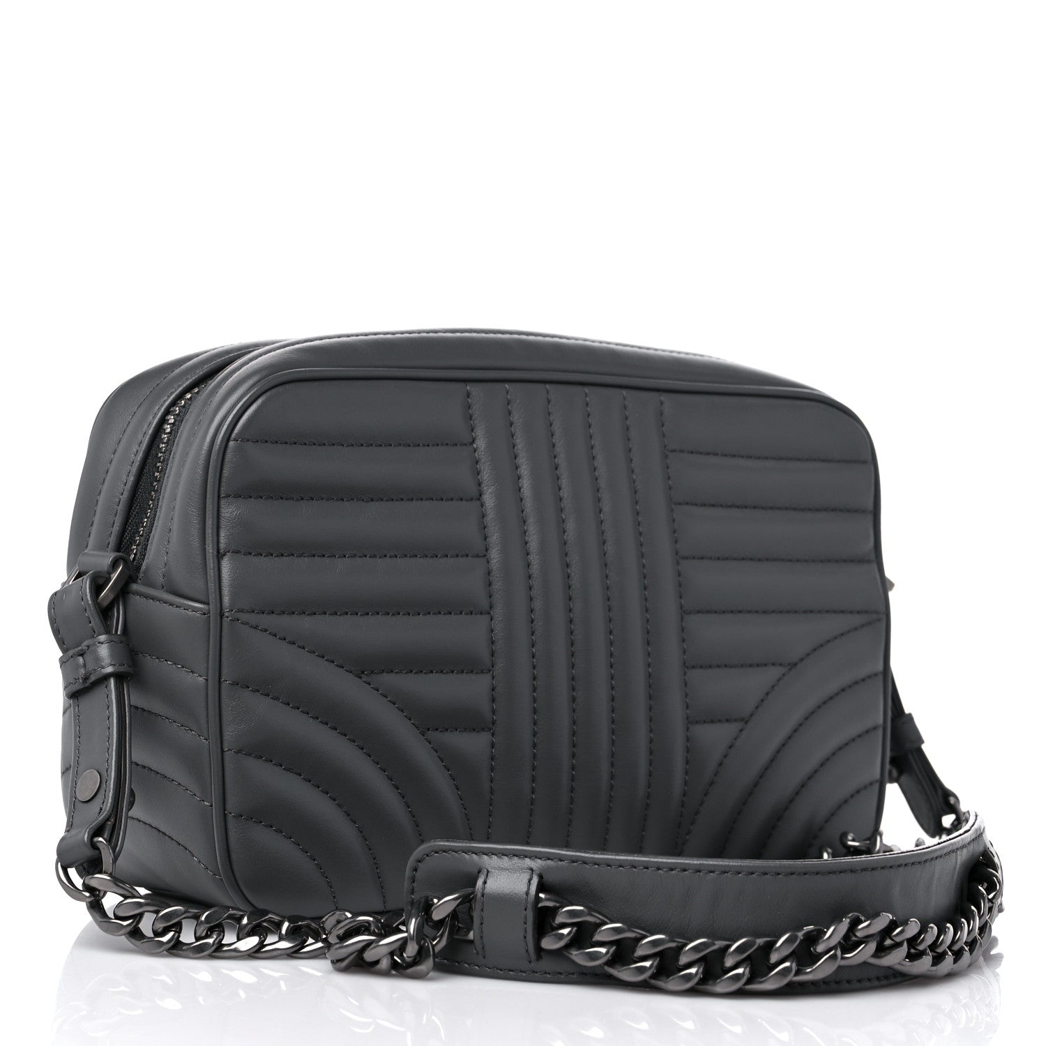 Prada Soft Calfskin Diagramme Crossbody Bag Mercurio 3 of 10