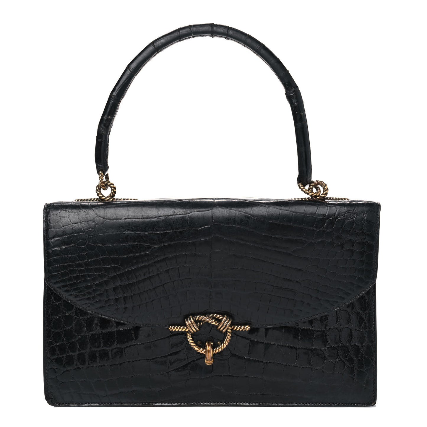Shiny Crocodile Sac Cordeliere Black