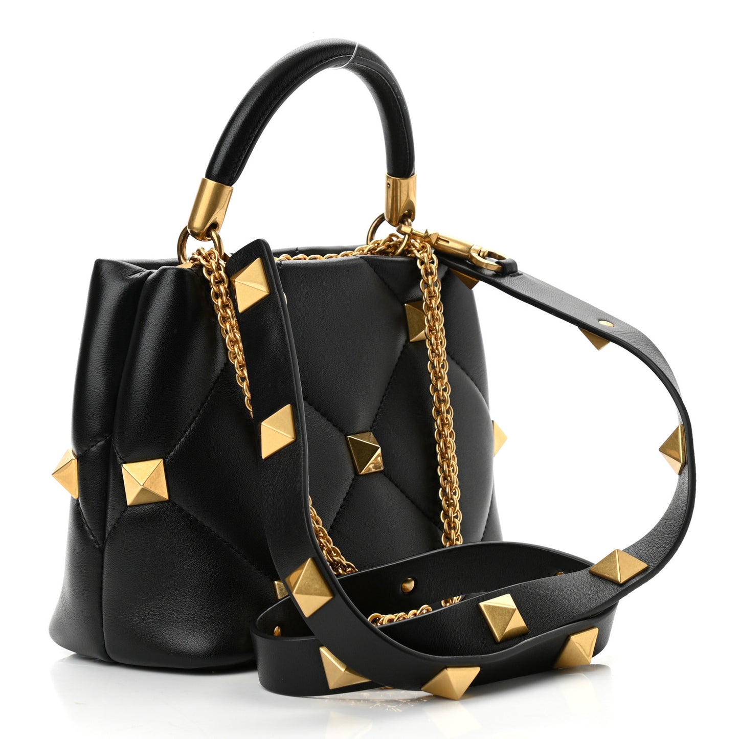 Nappa Small Roman Stud The Handle Bag Black