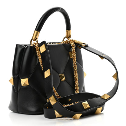 Valentino Garavani Nappa Small Roman Stud The Handle Bag Black 3 of 9