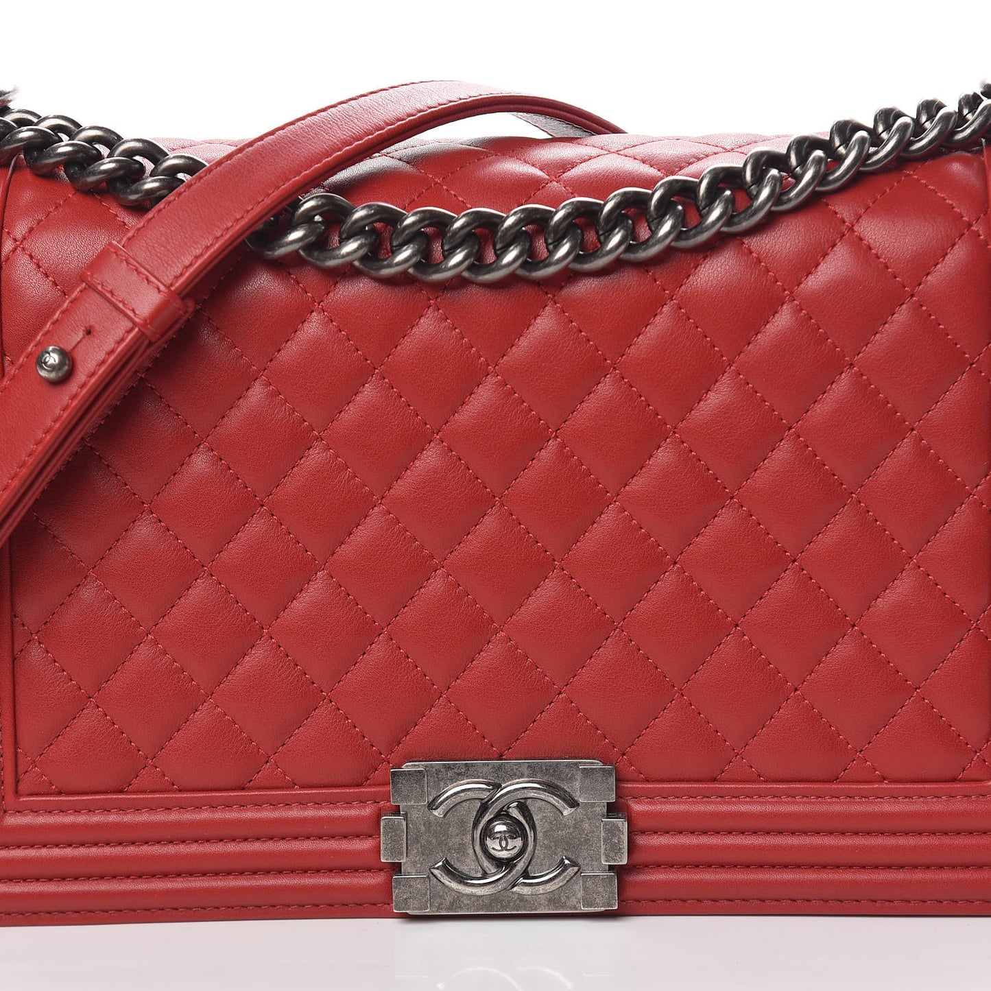Calfskin Quilted New Medium Boy Flap Red