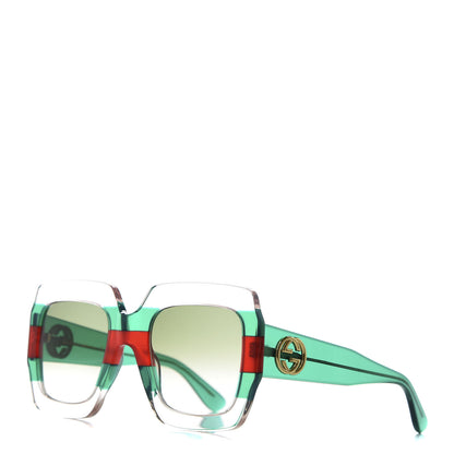 Gucci Square Web Frame GG0178S Sunglasses Green Red 1 of 8