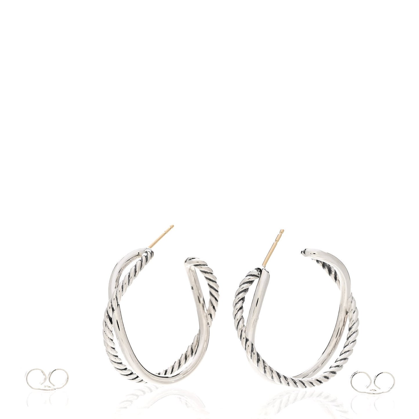 Sterling Silver Crossover Cable Hoop Earrings