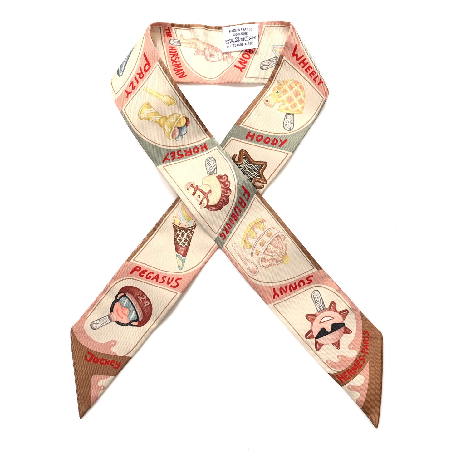 Silk Funny Ice Cream Twilly Beige Cream Vert