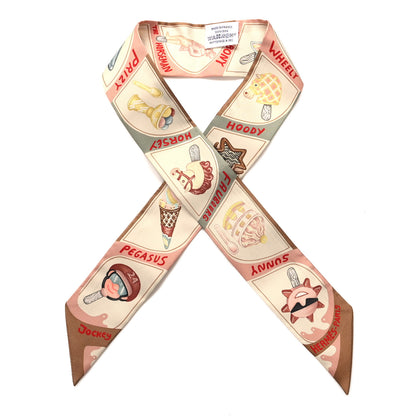 Hermes Silk Funny Ice Cream Twilly Beige Cream Vert 1 of 4
