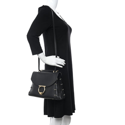 Salvatore Ferragamo Calfskin Studded Margot Top Handle Satchel Black 3 of 10