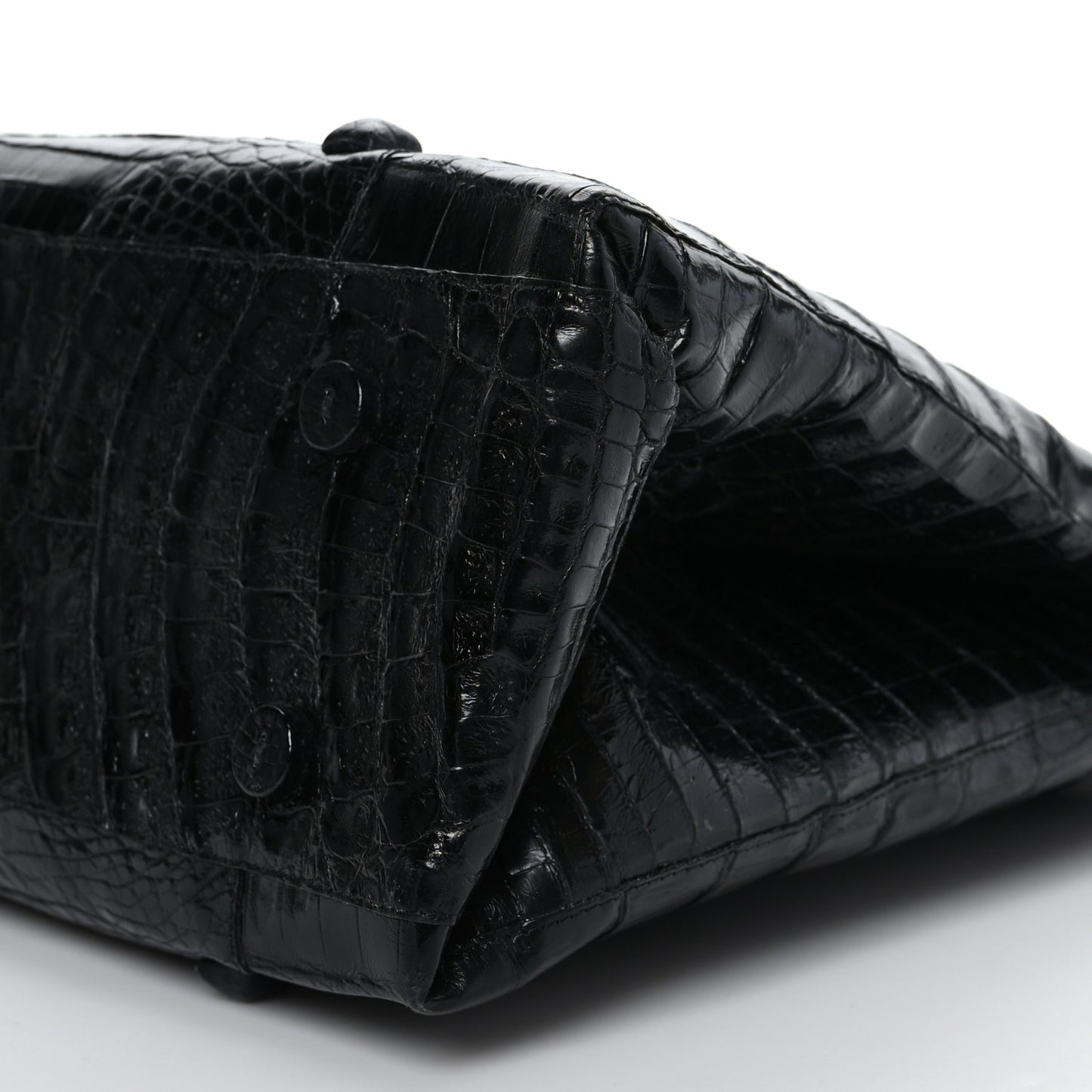 Crocodile Studded Tote Black