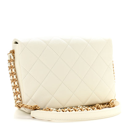 Chanel Shiny Caviar Quilted Small Chain Melody Flap White 2 of 9