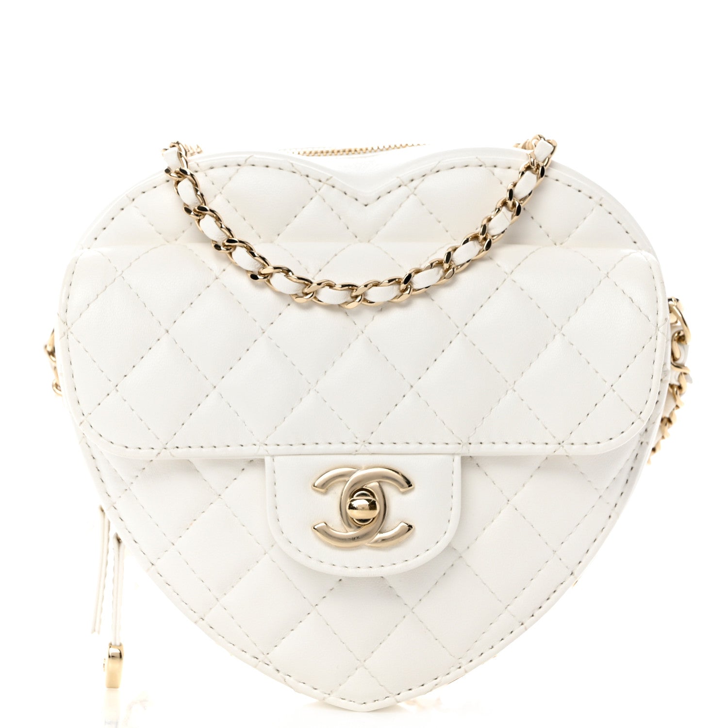 Chanel Lambskin Quilted CC In Love Heart Bag White 1 of 10