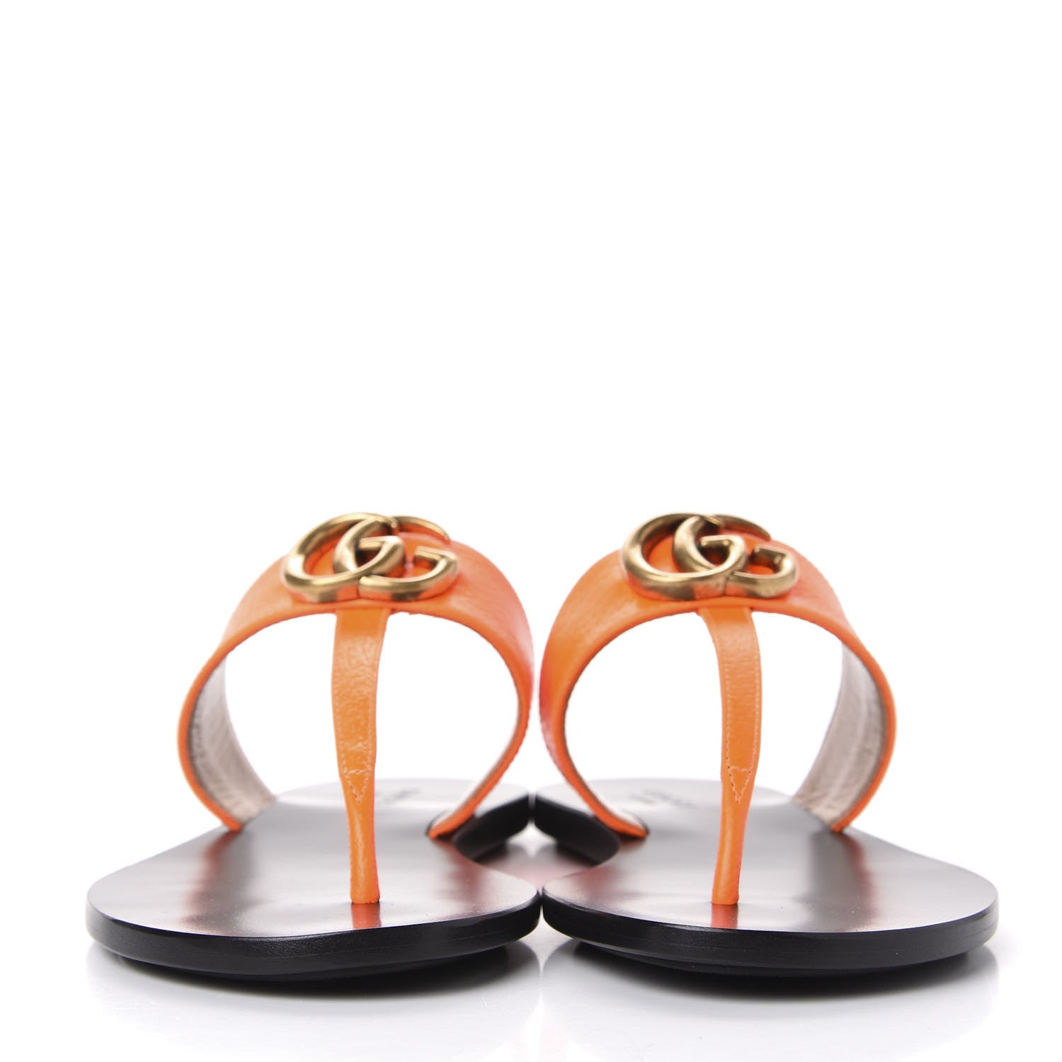 Gucci Calfskin GG Marmont Thong Sandals 35 Deep Orange 2 of 11