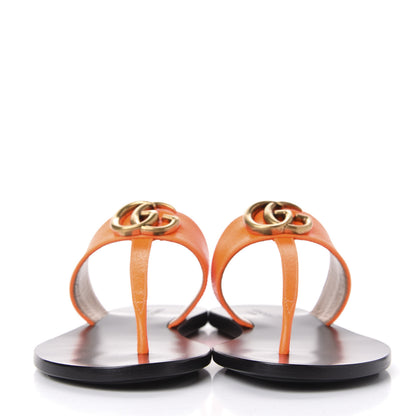 Gucci Calfskin GG Marmont Thong Sandals 35 Deep Orange 2 of 11