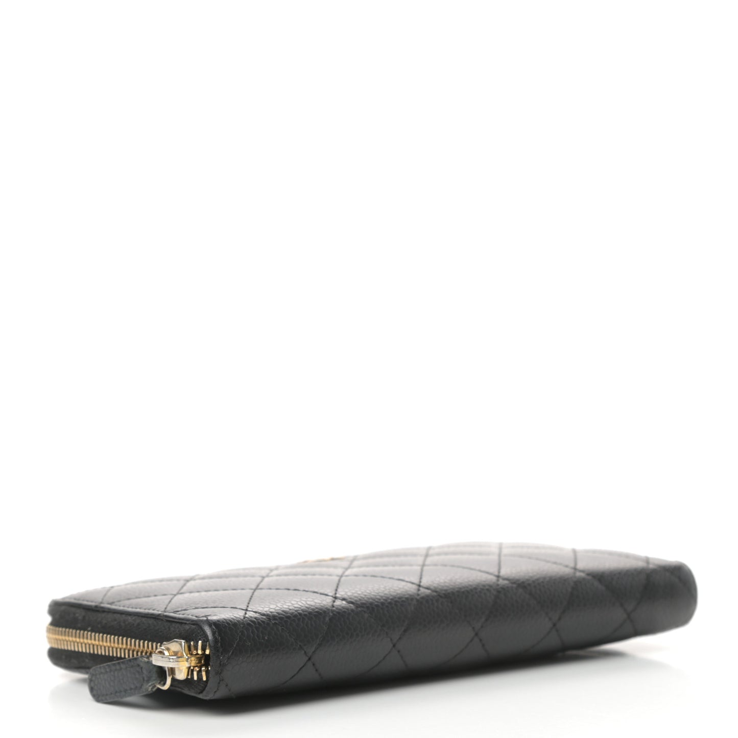 Caviar Quilted Large Gusset Zip Around Wallet Black