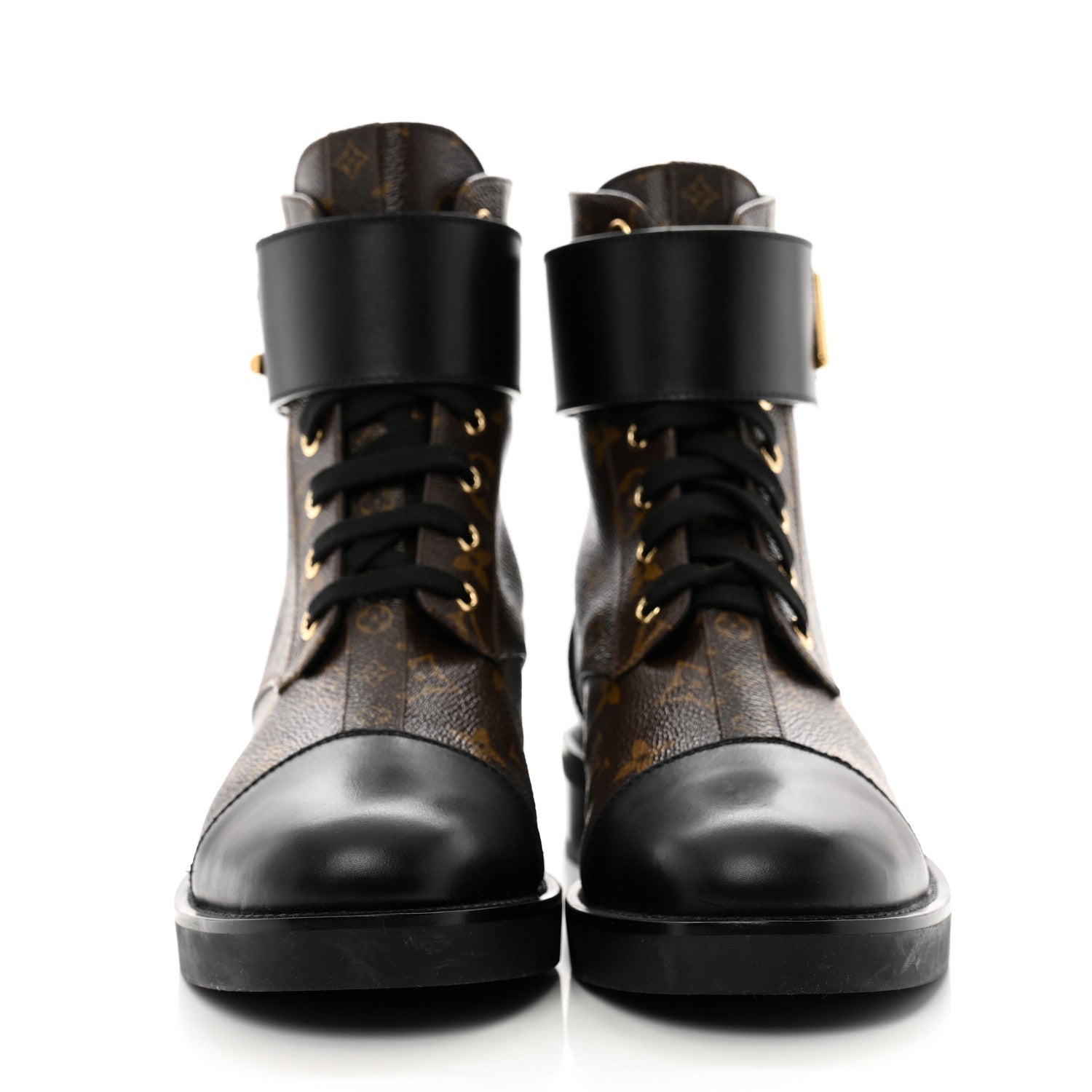 Louis Vuitton Calfskin Monogram Wonderland Flat Ranger Boots 39.5 Black 3 of 10