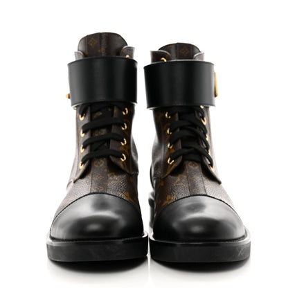 Louis Vuitton Calfskin Monogram Wonderland Flat Ranger Boots 39.5 Black 3 of 10