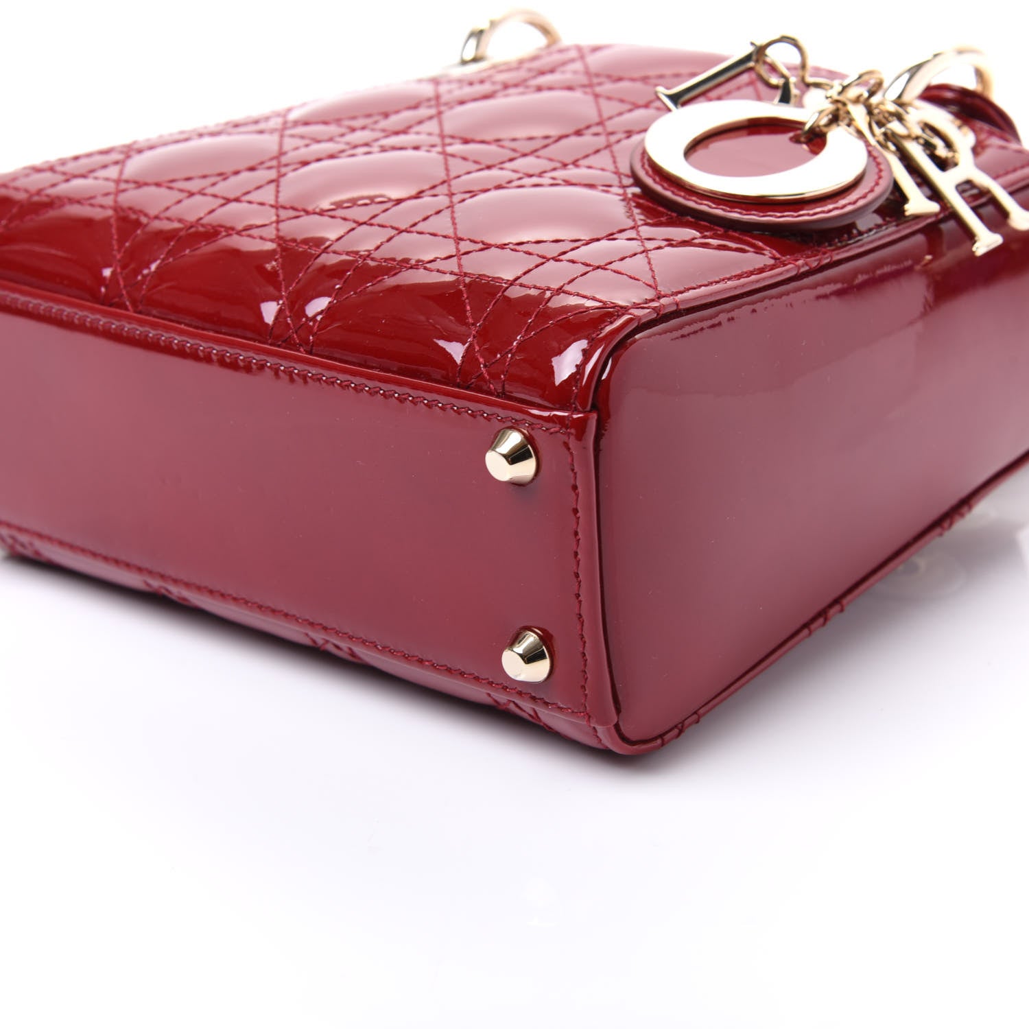Christian Dior Patent Cannage Mini Lady Dior Red 6 of 9