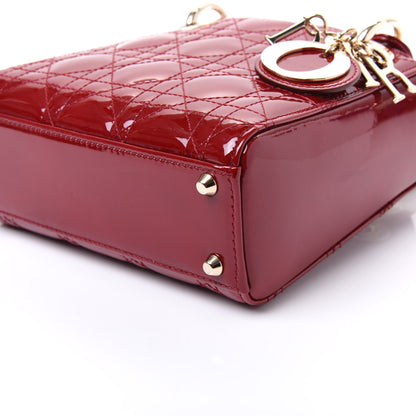 Christian Dior Patent Cannage Mini Lady Dior Red 6 of 9