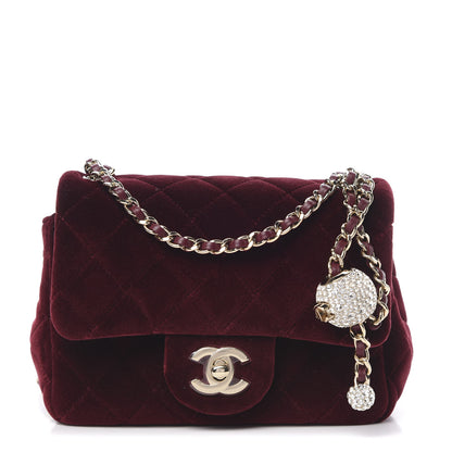 Chanel Velvet Quilted Mini Pearl Crush Flap Burgundy 1 of 11