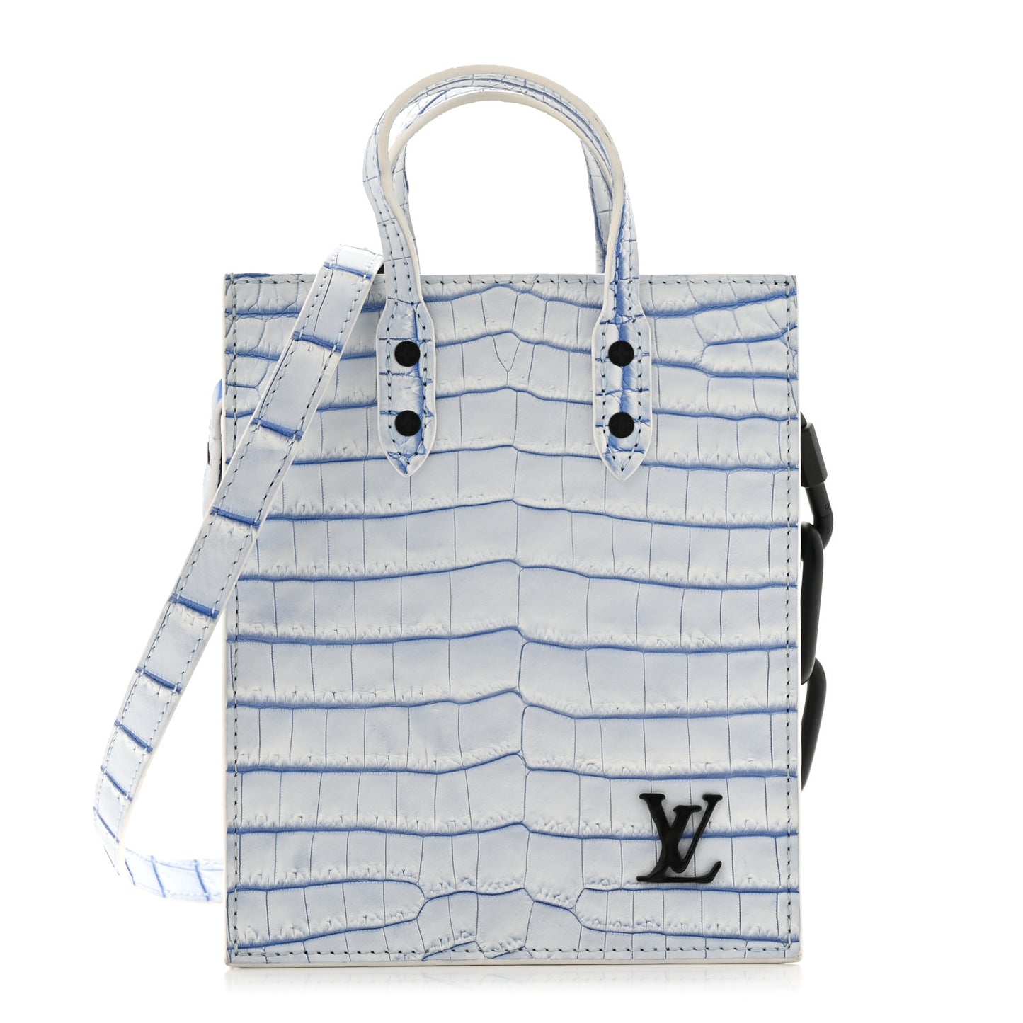 Crocodile Niloticus Sac Plat XS Mat Meringue White Blue