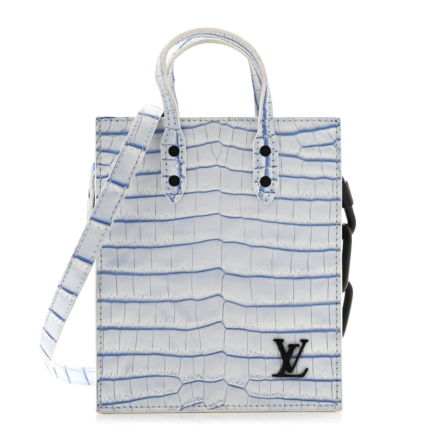 Louis Vuitton Crocodile Niloticus Sac Plat XS Mat Meringue White Blue 1 of 11