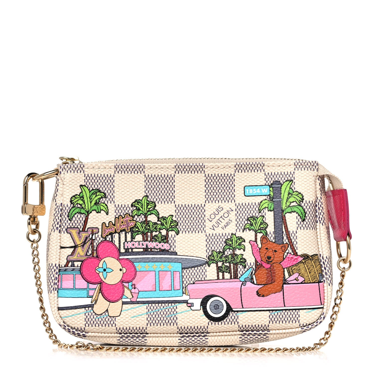 Louis Vuitton Damier Azur 2021 Christmas Animation Hollywood Mini Pochette Accessories Fuchsia 1 of 11