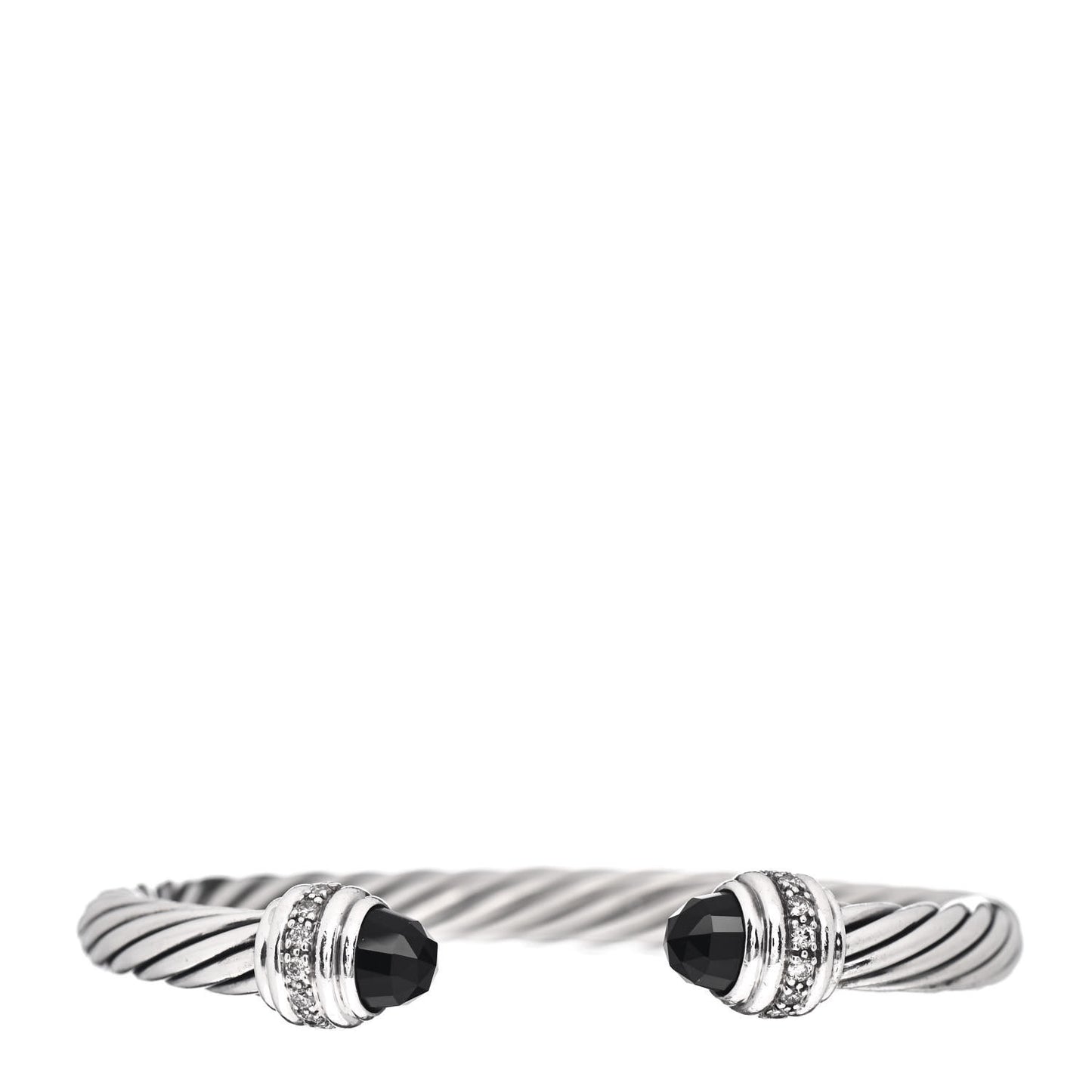 Sterling Silver Diamond Black Onyx 7mm Cable Classics Bracelet