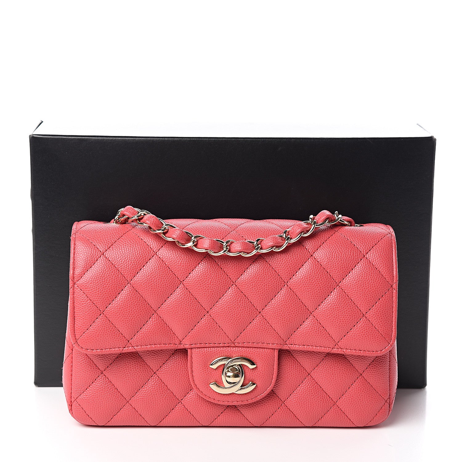 Chanel Caviar Quilted Mini Rectangular Flap Dark Pink 10 of 10
