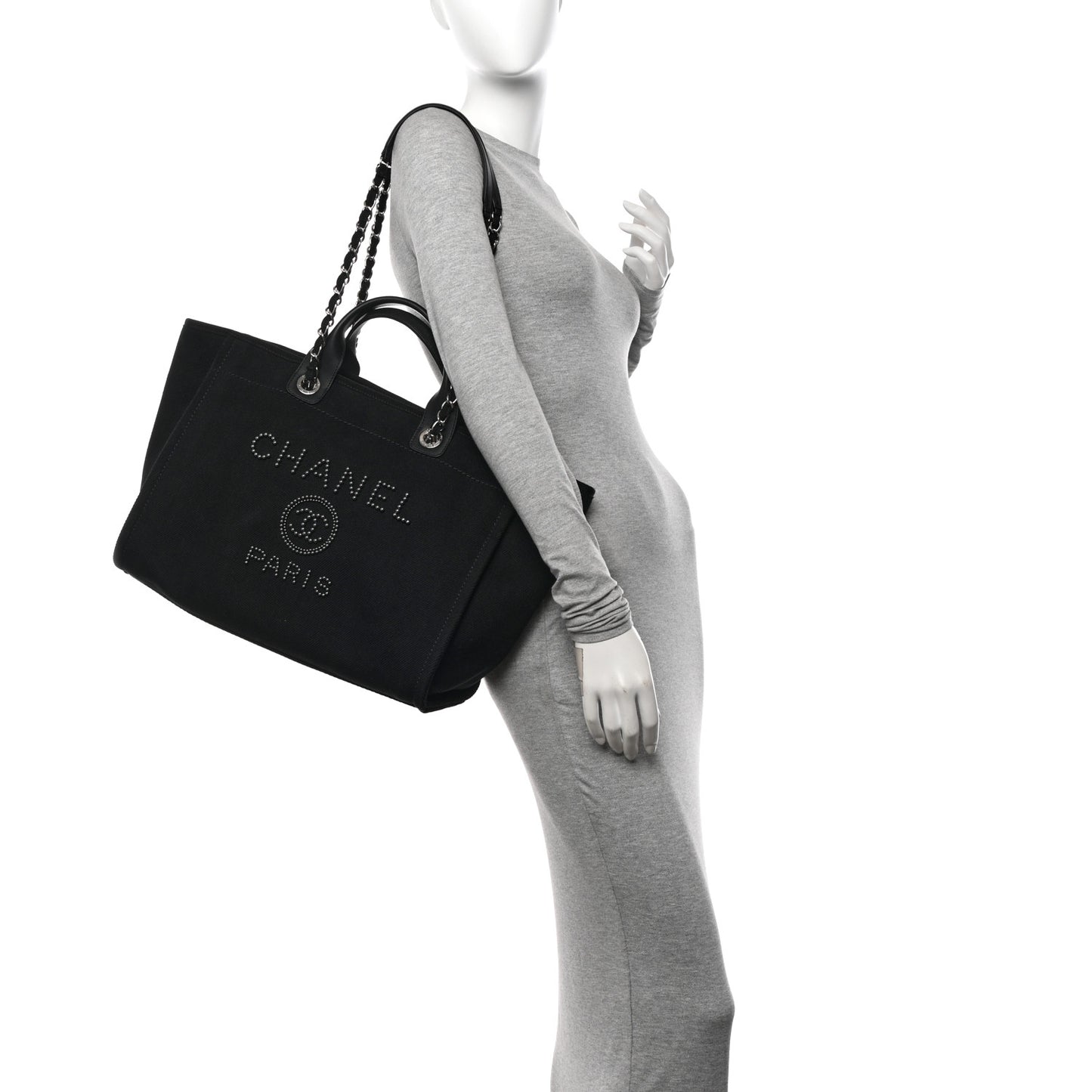 Canvas Pearl Medium Deauville Tote Black