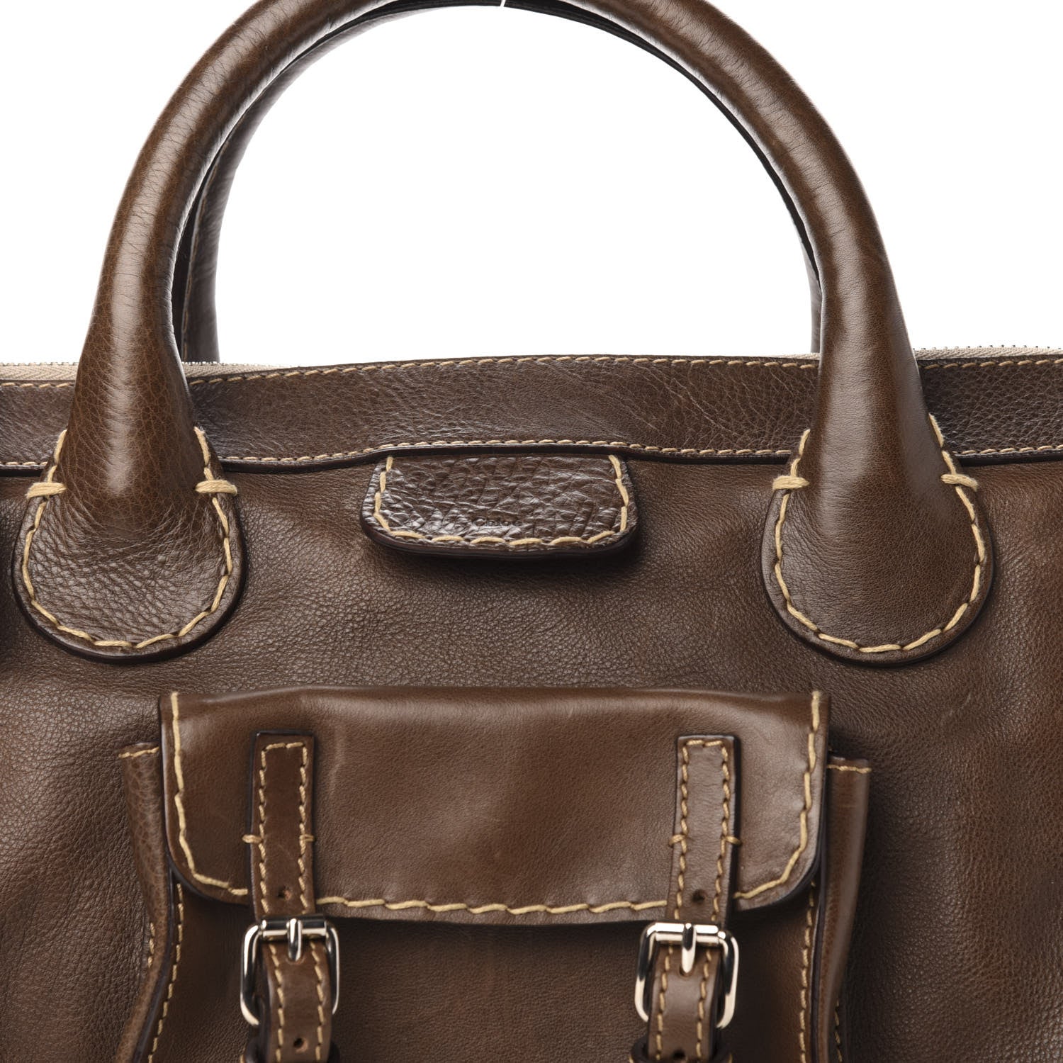 Chloe Calfskin Edith Satchel Brown 13 of 13