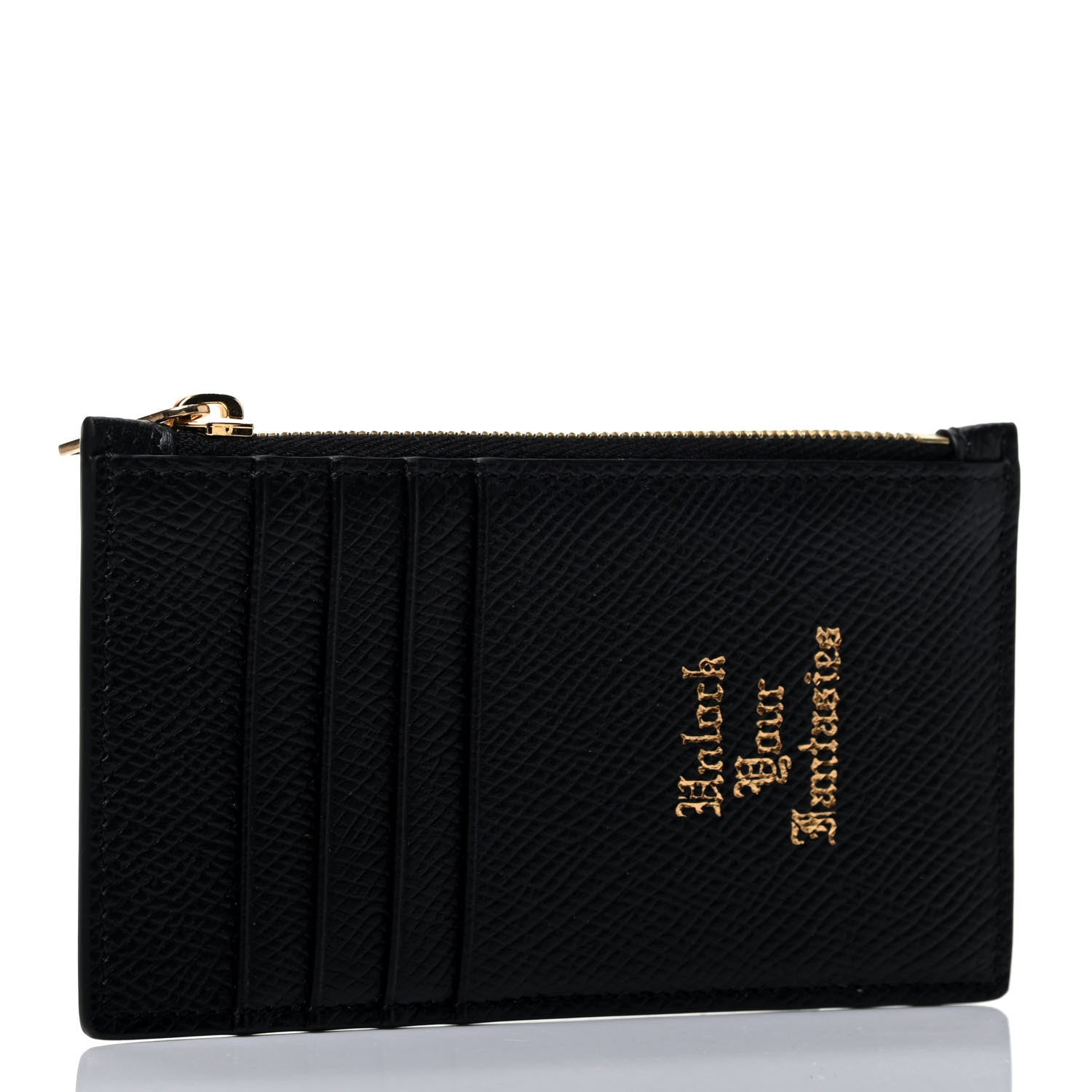 Celine Grained Calfskin Unlock Your Fantasies Zipped Card Holder Black 2 of 4