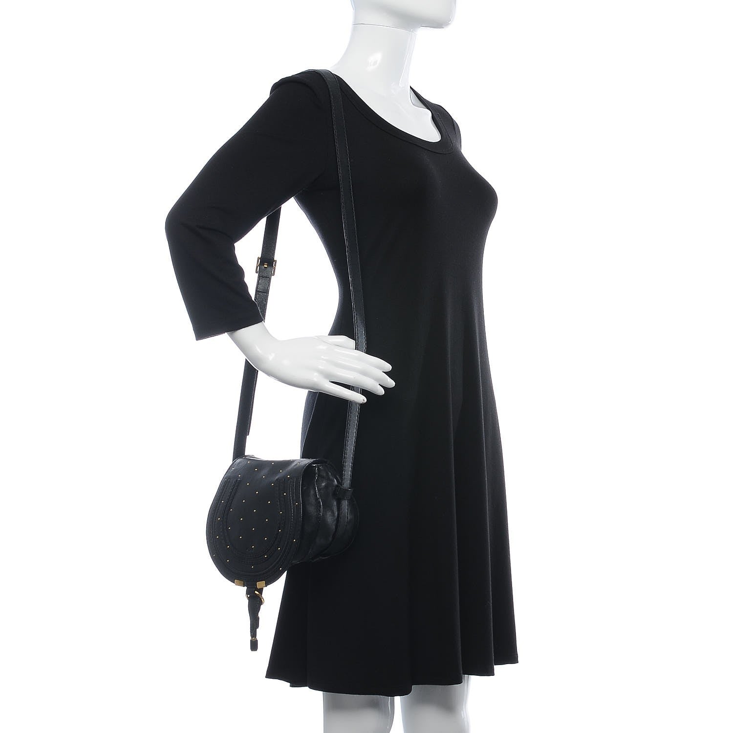 Chloe Calfskin Studded Mini Marcie Crossbody Bag Black 2 of 7