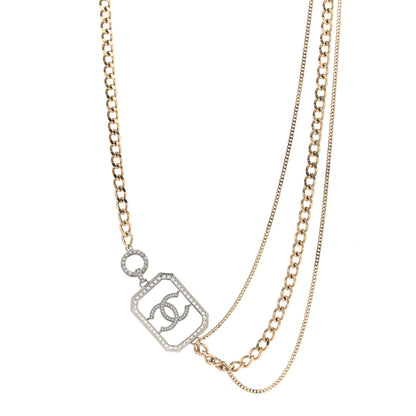 Chanel Crystal Chain CC Multi Strand Necklace Gold 1 of 8