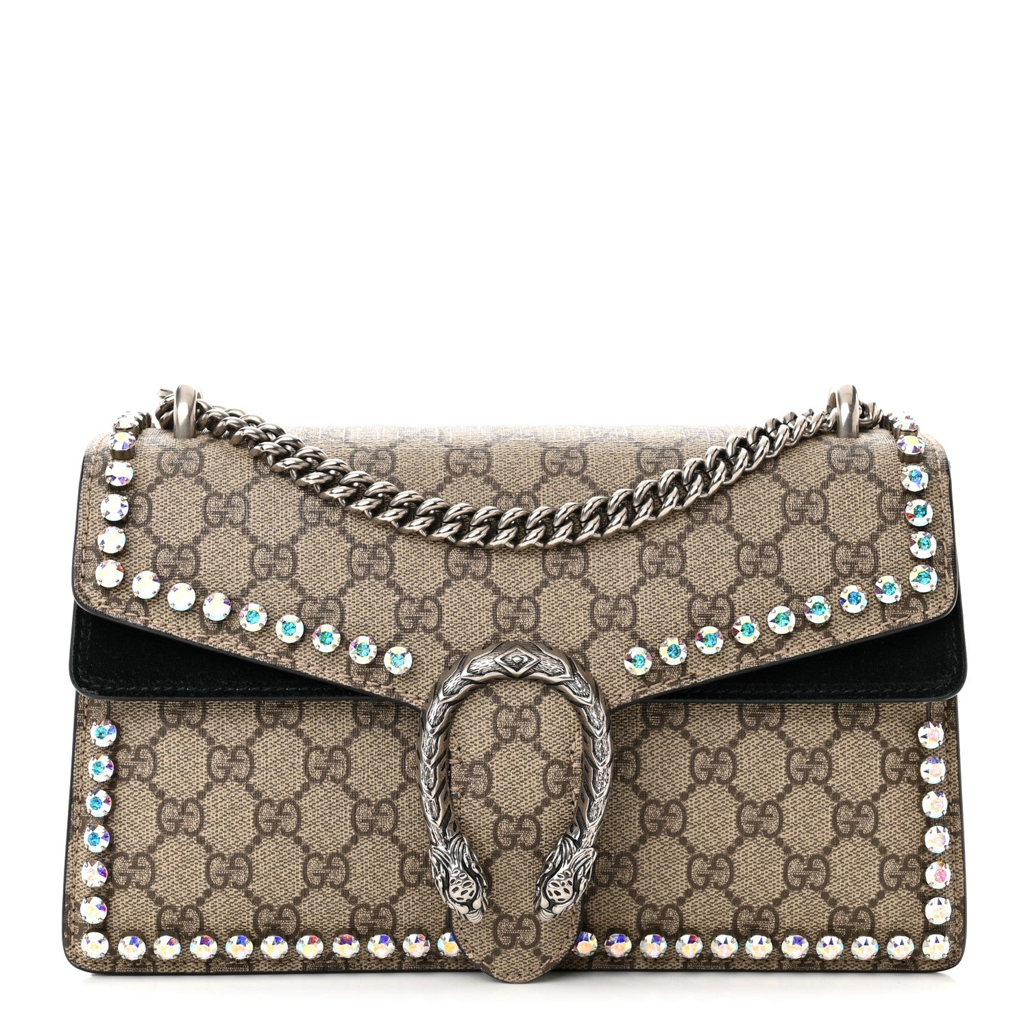 Gucci GG Supreme Monogram Crystal Small Dionysus Shoulder Bag Black 1 of 13