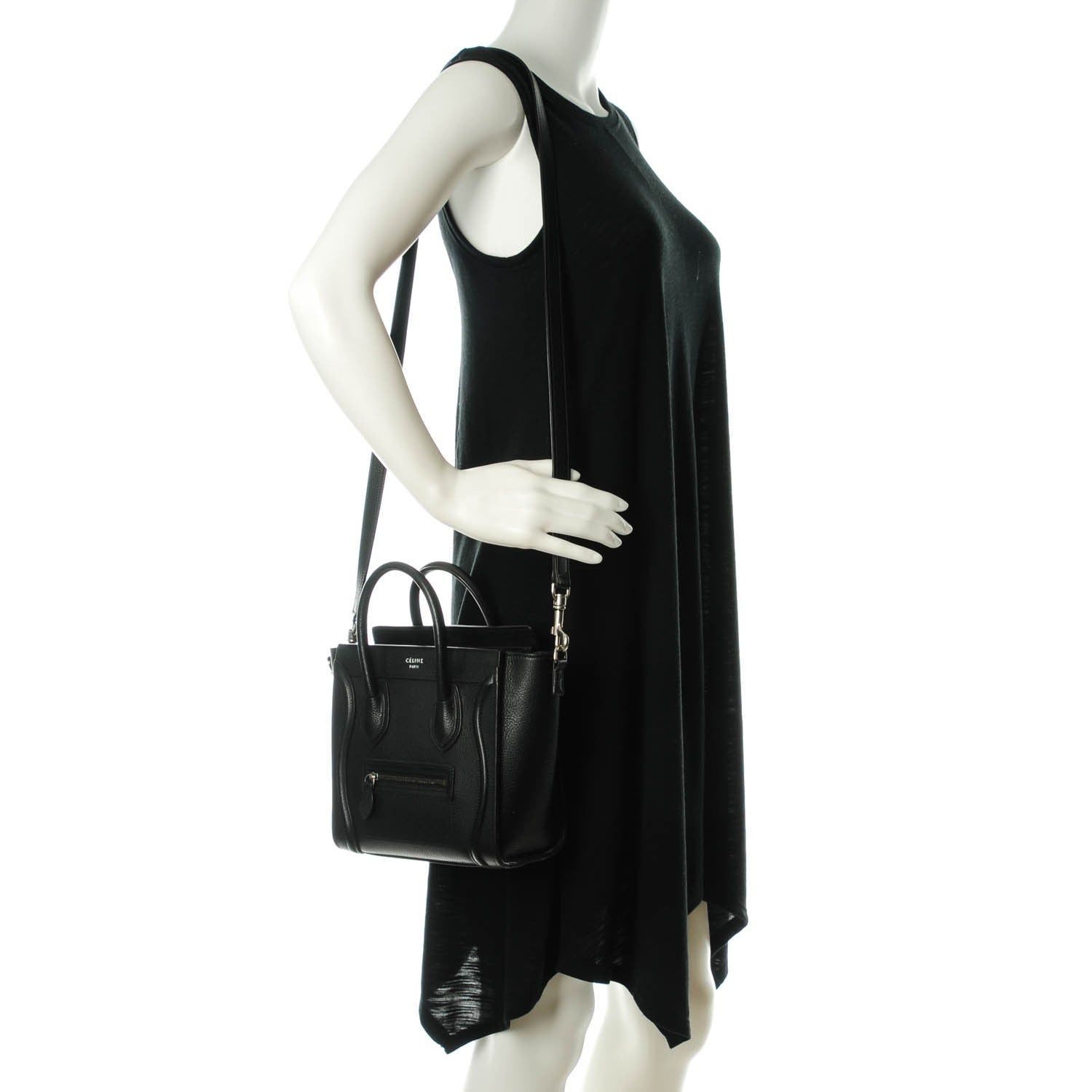 Celine Drummed Calfskin Nano Luggage Black 2 of 7