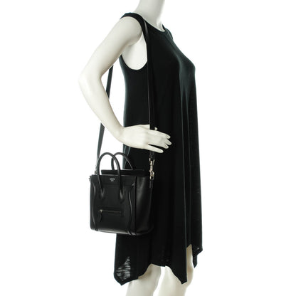 Celine Drummed Calfskin Nano Luggage Black 2 of 7