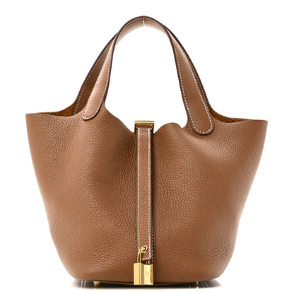Hermes Taurillon Clemence Picotin Lock 18 PM Gold 8 of 11