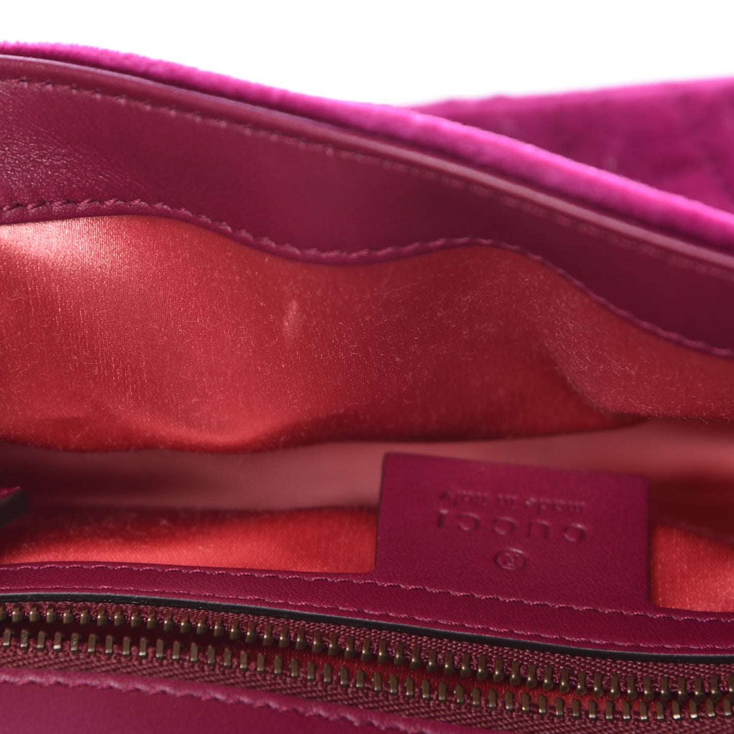 Velvet Matelasse Small GG Marmont Shoulder Bag Fuchsia Violet Cyclamen