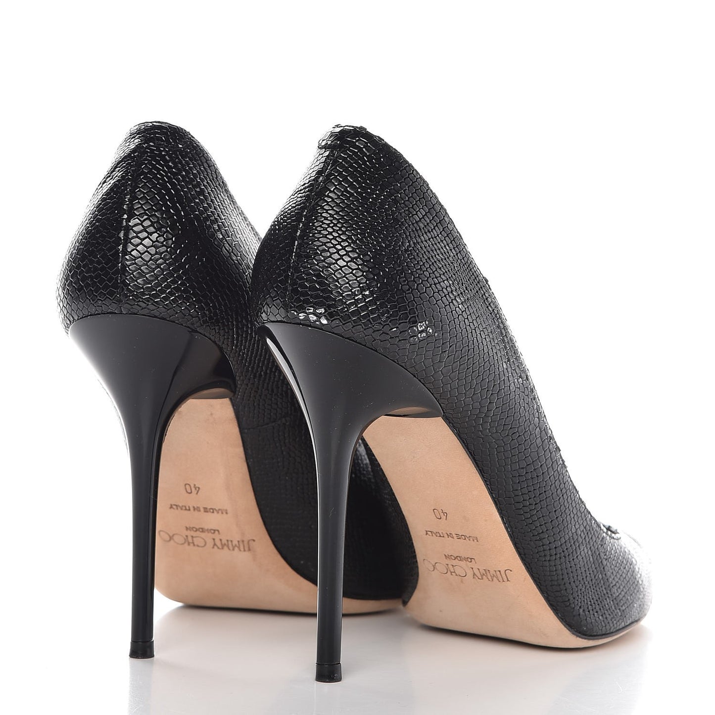 Snakeskin Pointed Toe Pumps 40 Black