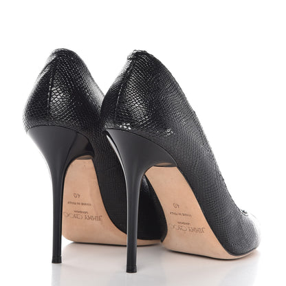 Jimmy Choo Snakeskin Pointed Toe Pumps 40 Black 4 of 18