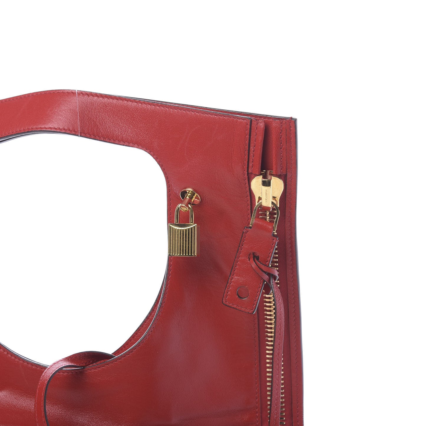 Ramskin Large Alix Padlock Zip Shoulder Bag Flame Red
